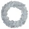 Vickerman Natural Botanicals 24" White Washed Palm Spear Wreath. This wreath measures 24 inches in diameter. It features white washed palm spear leaves on a coco fiber base. This is a dried and preserved natural product.